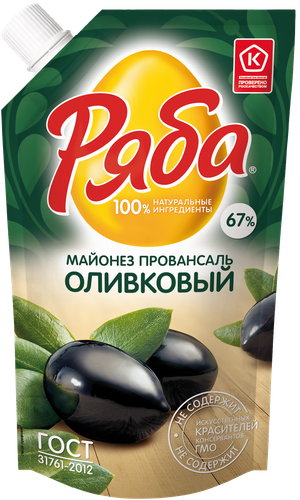 

Майонез Ряба Провансаль оливковый 67%, 233 г