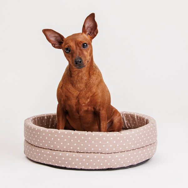 Лежак круглый поплин 40х40х12 см, бежевый