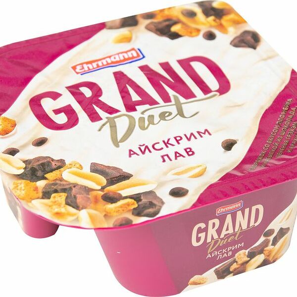 Десерт творожный Grand Duet Айскрим лав пломбир-арахис-печенье-шоколад 9.1%, 138г