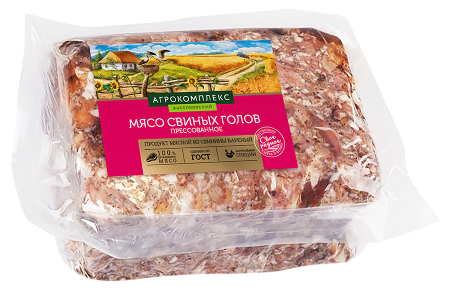 

Мясо Агрокомплекс свиных голов вареное прессованное вес