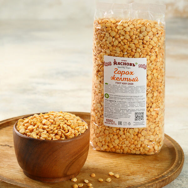 Горох желтый шлифованный колотый 1 сорт МясновЪ Буфет, 1 кг