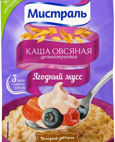 Каша Мистраль Овсяная Ягодный Мусс 40г