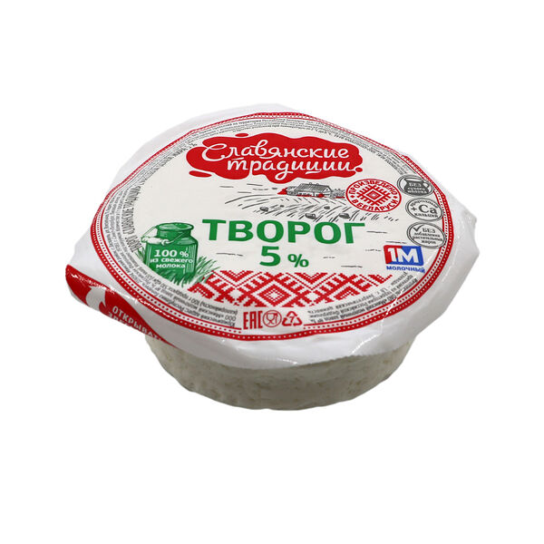 Творог жир. 5% вес 355г шайба ТМ Славянские традиции