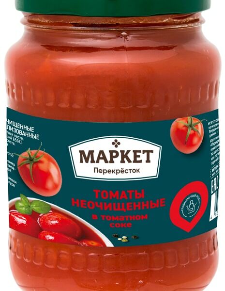 Томаты Маркет Перекресток неочищенные в томатном соке 670г