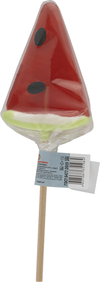 

Карамель ПЕЧКИНЫ СЛАСТИ Арбуз фигурная на палочке с витамином С