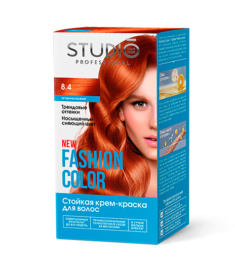 Стойкая краска для волос Studio FASHION COLOR 8.4 Огненно-рыжий