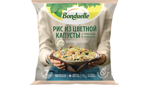 Рис из цветной капусты Bonduelle, овощная смесь замороженная, с грибами и травами 400 г