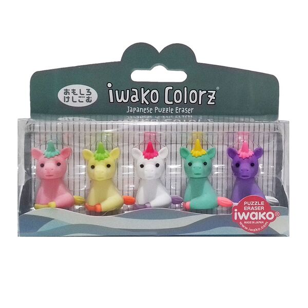 Резинки стирательные «Единороги», Iwako, набор из 5 штук, Япония