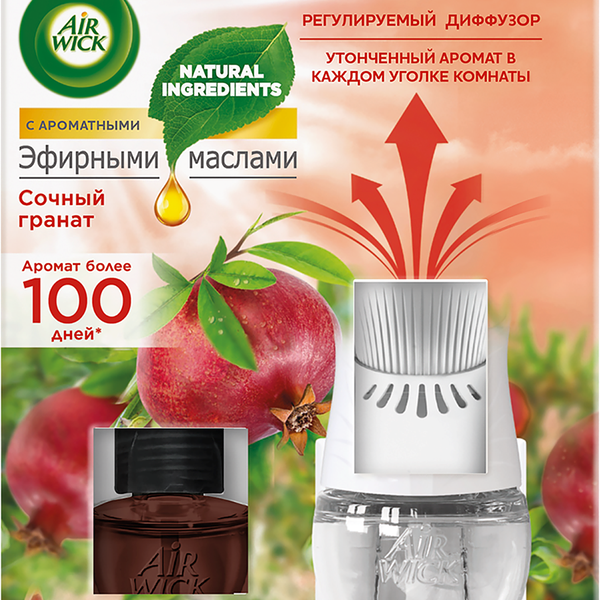 Диффузор аромамасел электрический Air Wick Сочный гранат в комплекте со сменным флаконом