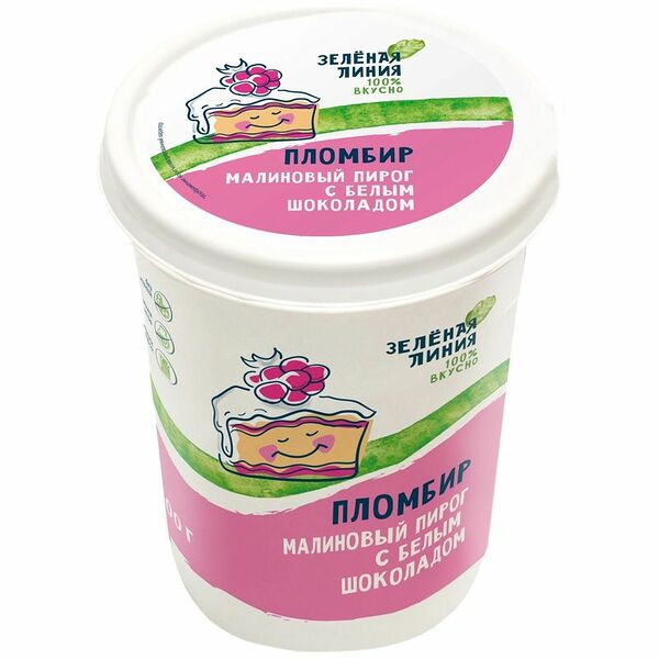 Мороженое Малиновый пирог с белым шоколадом пломбир 15% Зелёная Линия, 300г