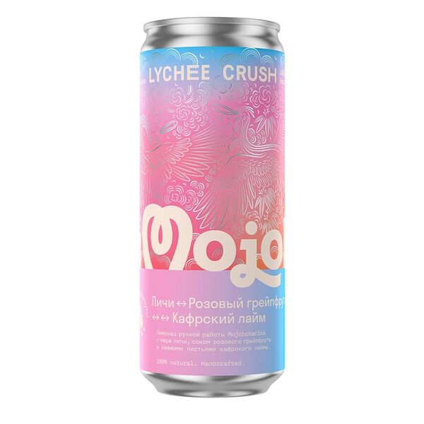 Напиток газированный Mojobotanica Lychee Crush Личи-Грейпфрут сокосодержащий 0.33л, Россия