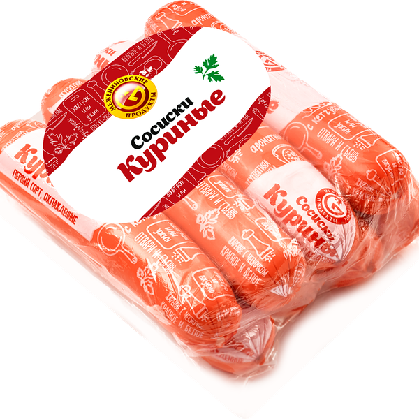 Сосиски МЕЖЕНИНОВСКИЕ ПРОДУКТЫ Куриные 1-й сорт, 400г
