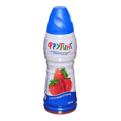 Напиток безалкогольный сокосодержащий из натурального клубничного сока с кусочками клубники ТМ Fruiting (Фрутинг) 430мл