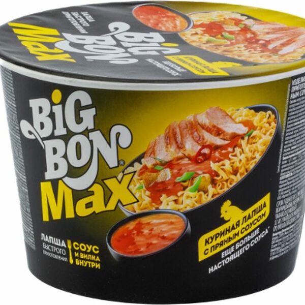 Лапша быстрого приготовления BigBon куриная с пряным соусом 95 г 