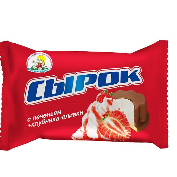 Сырок глазир. 20% Клубника со вкусом сливок с круглым печеньем 40г Молочная страна