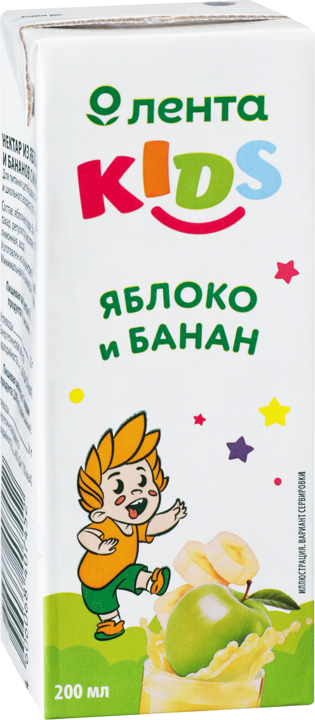 

Нектар Лента Kids из яблок и бананов с мякотью, 0.2 л