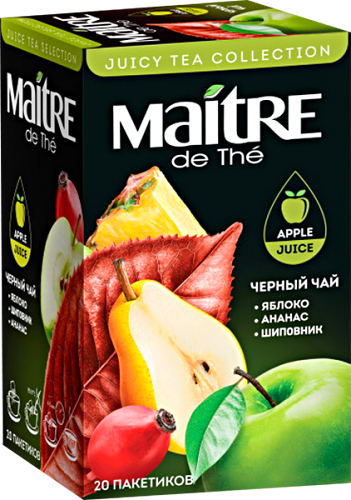 Чай черный Maitre De The яблоко-ананас-шиповник, 20 пак × 2 г