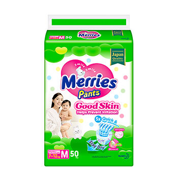 Подгузники-трусики Merries Good Skin M 7-12 кг, 50 шт