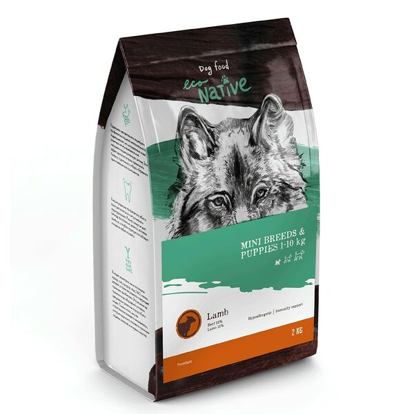 Корм для собак и щенков ECONATIVE Premium для мелких пород, ягненок сух. 2кг