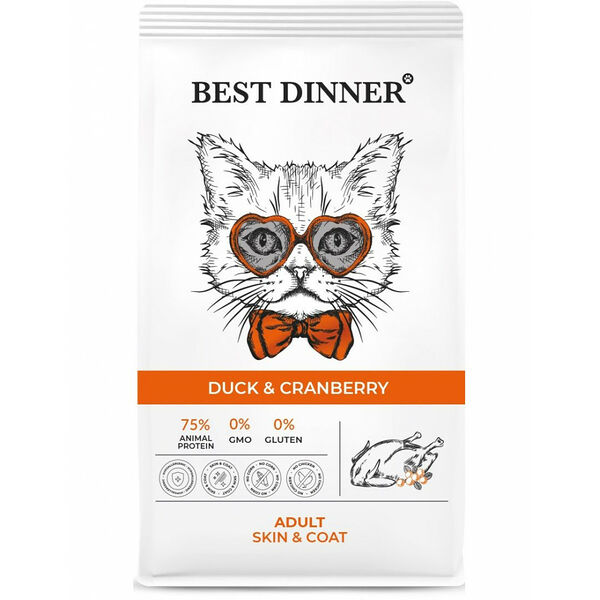 Best Dinner Adult Cat Duck & Cranberry Skin & Coat с уткой и клюквой 400 г