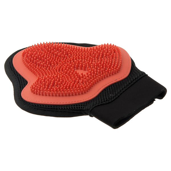 Рукавица силиконовая на руку вычесывать шерсть для кошек большая красная, 2x23x19 см