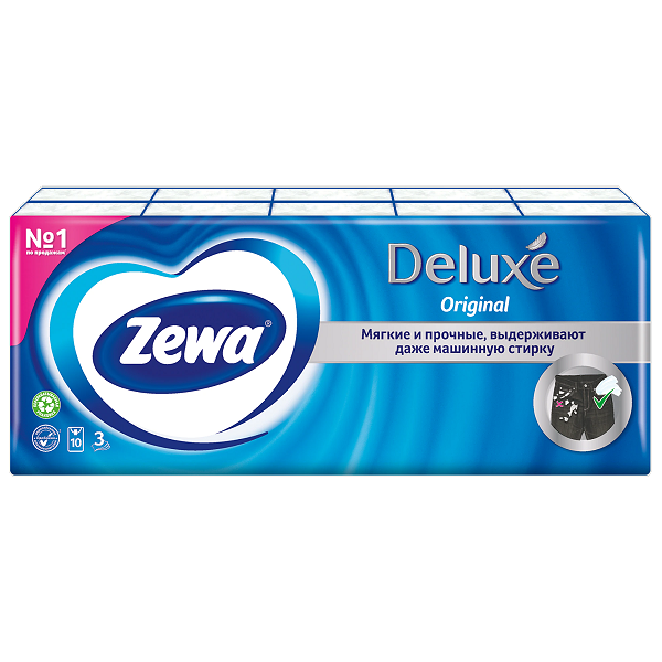 Платочки бумажные Zewa Deluxe Original носовые 10х10 шт