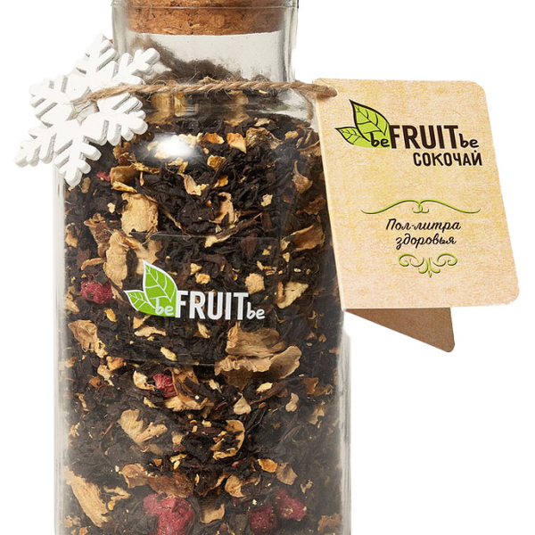Чай черный BeFruitbe с кусочками имбиря апельсина и малины 100 г