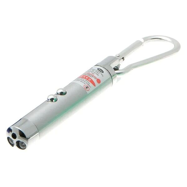 Указка лазерная для игры с кошкой с фонариком ZooOne (серебро) Zooone