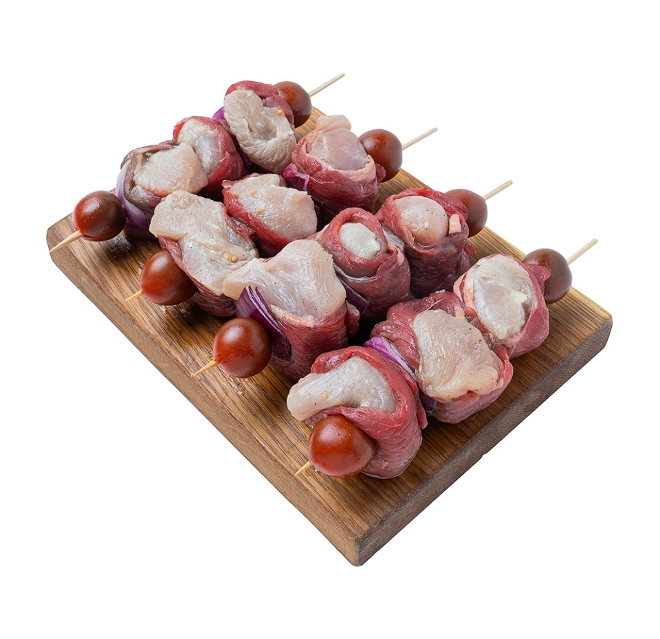 

Шашлык из грудки индейки в беконе из говядины на шпажках Азбука Вкуса, Россия