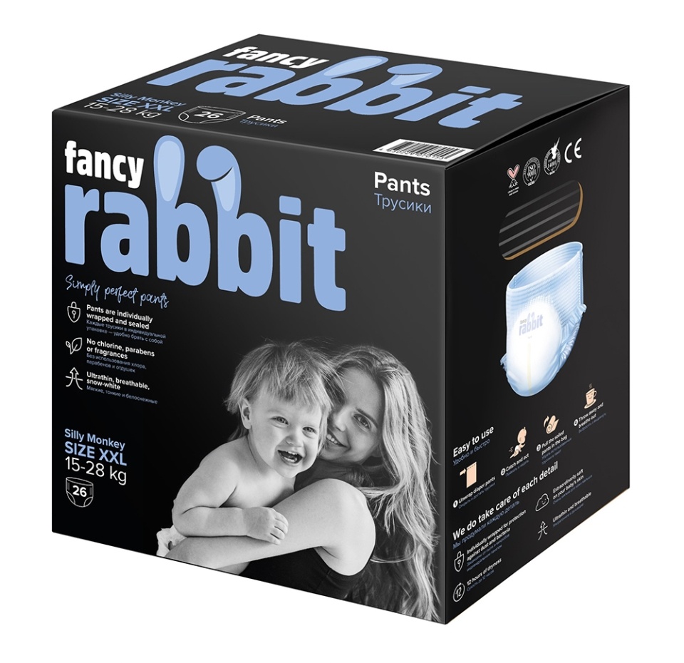 

Трусики-подгузники Black Rabbit XXL 15–28 кг 26 шт