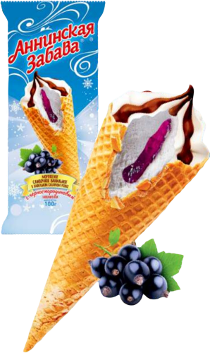 Мороженое Аннинская забава пломбир черная смородина рожок 100 г