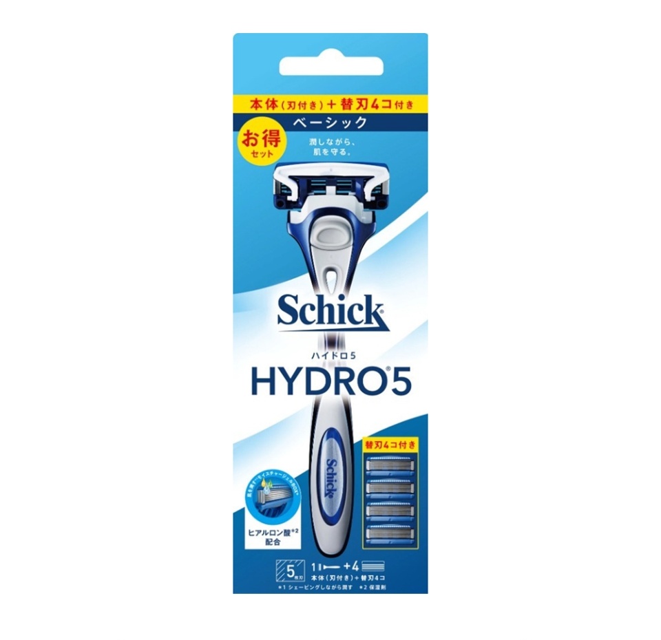 

Бритвенный станок Hydro 5 Basic с пятью лезвиями, Schick, 1 станок, 4 сменных кассеты, Япония