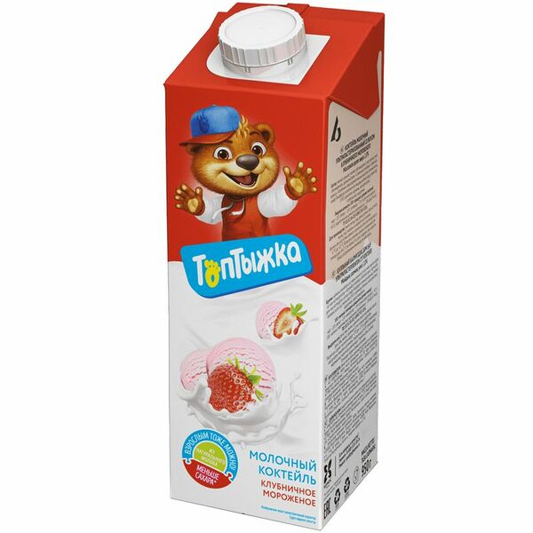 Коктейль Топтыжка молочный клубничное мороженого 2%, 950мл