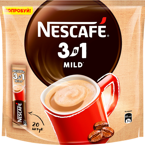 Напиток кофейный NESCAFE Мягкий 3в1 натуральный, 290г