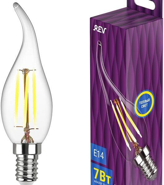 Лампа светодиодная REV Filament Теплый свет E14 7Вт