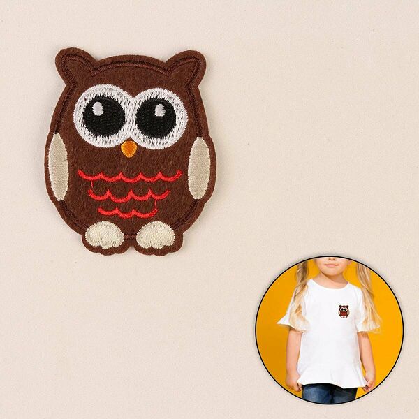 3033298 Термоаппликация сова 6,5*5см, т. коричневый
