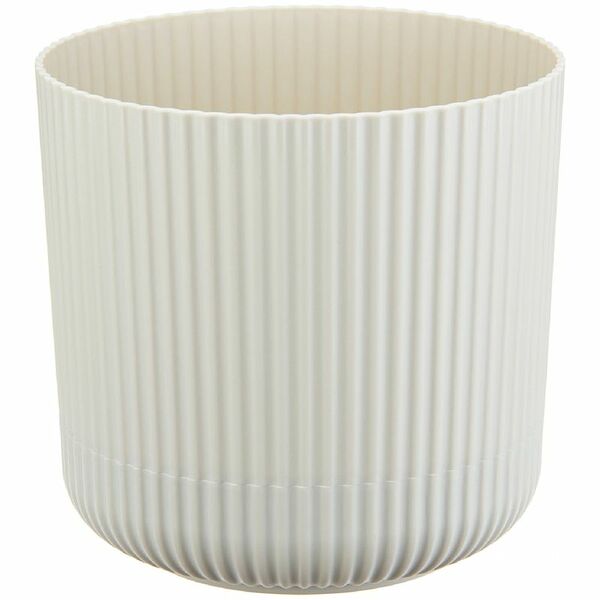 Кашпо Idea Вельвет белый ротанг с пристегнутым поддоном, 1.6л