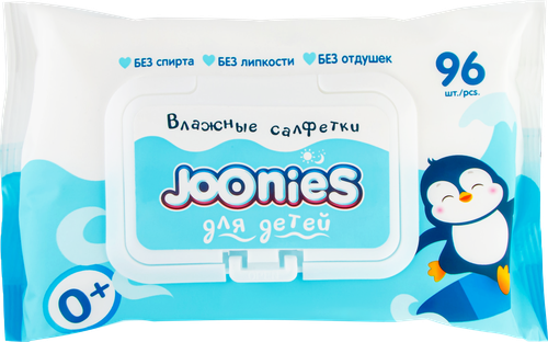 

Салфетки влажные детские Joonies с витамином E без отдушек 96 шт.