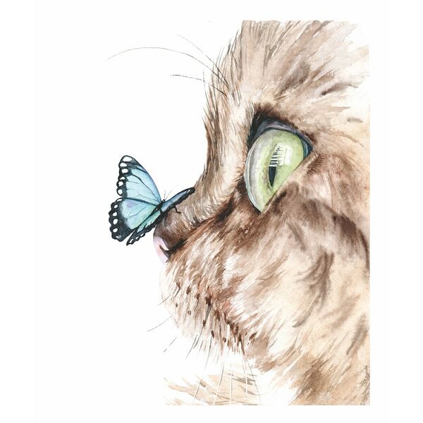 Картина на холсте Котенок и бабочка, 40х50 см