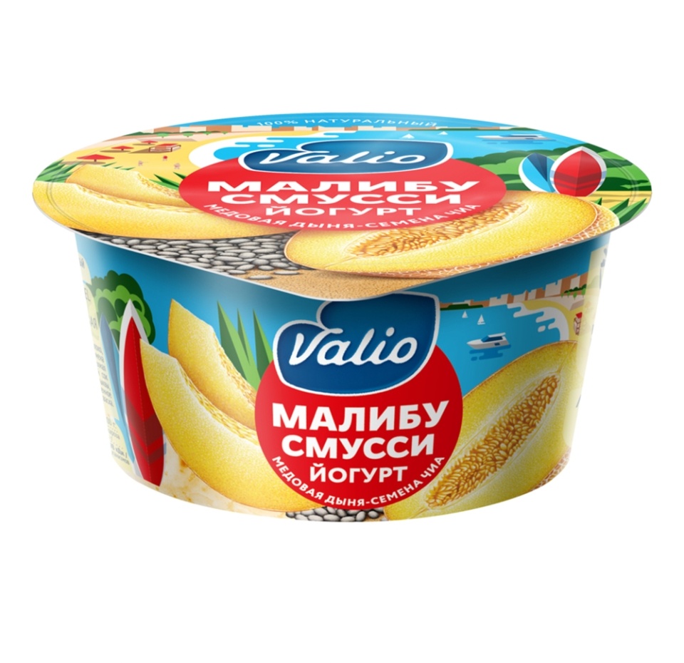 

Йогурт смусси Valio Малибу Медовая дыня-семена чиа 2.6% 140 г