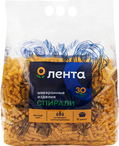 Макароны ЛЕНТА Спираль группа А высший сорт, 3кг