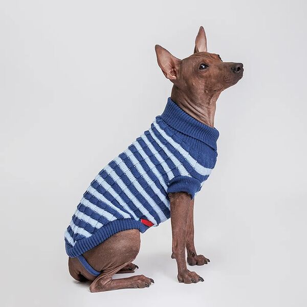 Свитер полосатый для собак, 45 см, синий