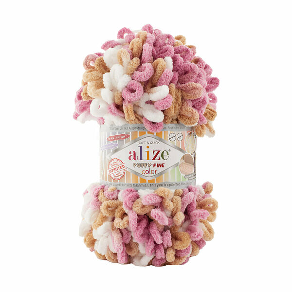 Пряжа Alize 'Puffy Fine Color' 100г. 14,5м. (100% микрополиэстер)(6402 секционный)