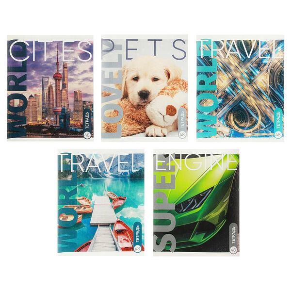 Clipstudio тетрадь общая 48л. в клетку, белые листы, обложка картон, скрепка