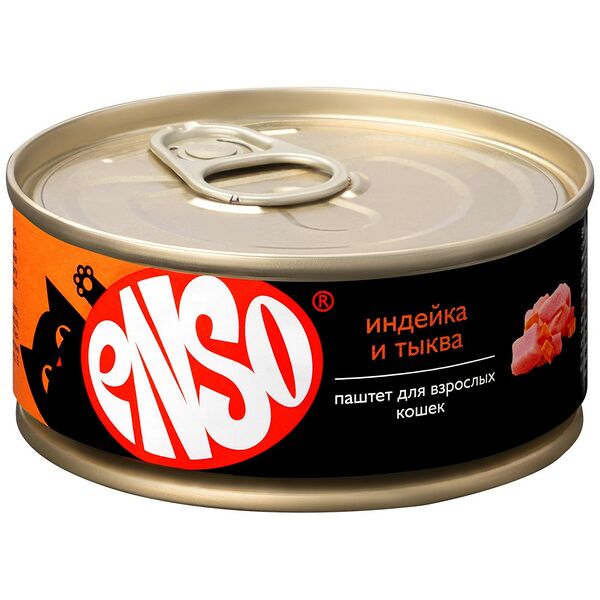 Корм для кошек ENSO паштет с индейкой и тыквой банка 100г