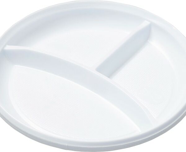 Тарелки одноразовые ПРОСТО трехсекционные белые 20.5см 12шт