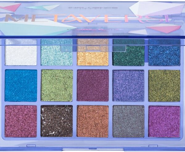 Палетка теней для век Influence Beauty Metaverse палитра из глубоких дуохромных сияющих оттенков 15г