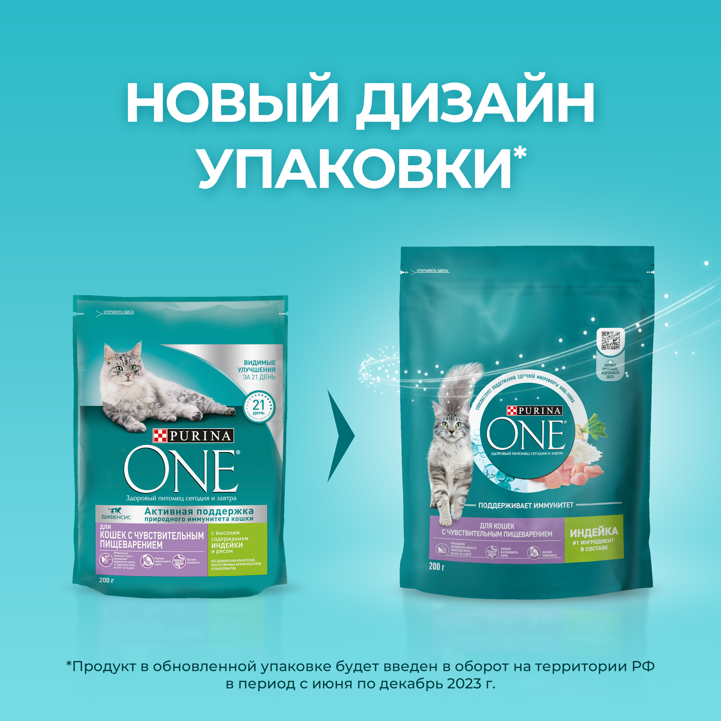 

Сухой корм Purina One для взрослых кошек с чувствительным пищеварением и разборчивым вкусом в еде с высоким содержанием индейки и рисом пакет 200 г