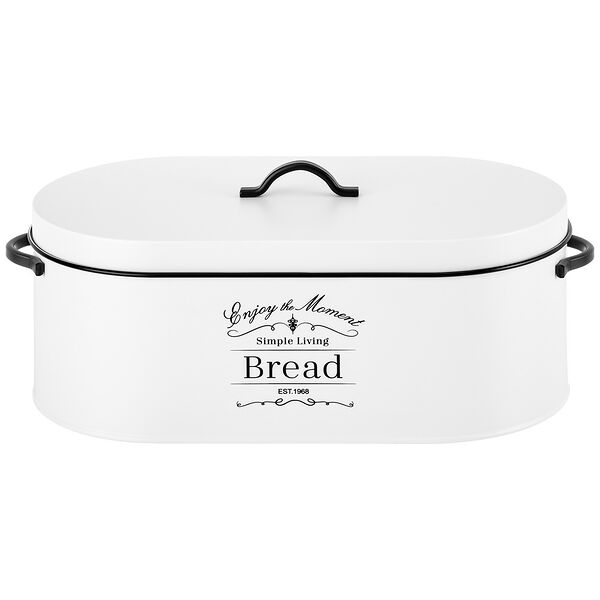 Хлебница Белая овальная с крышкой 34.5х18х15 см металл
