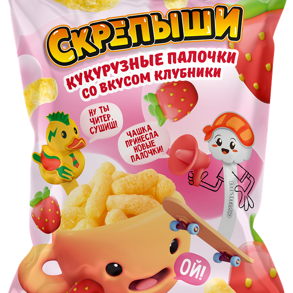 Кукурузные палочки Скрепыши со вкусом клубники